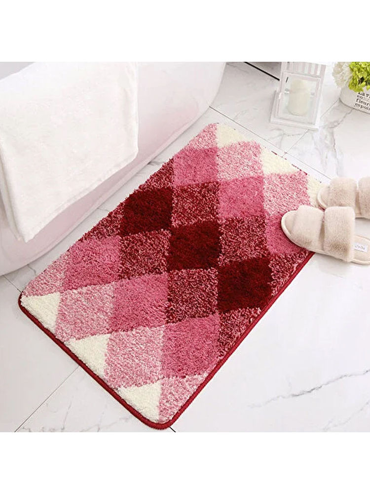 Kuber Industries Soft Bathroom Mat Anti-Slip Mat For Bathroom Floor Diamond Design (Red)-picture-24