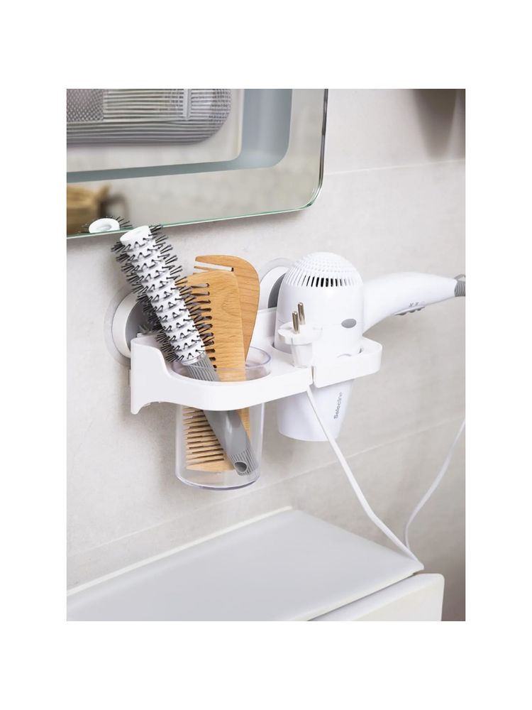 Kuber Industries Wall Mounted Hair Dryer Holder White-picture-14