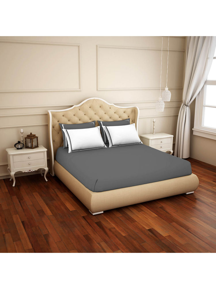 SPACES Hygro Cotton Grey Double Bedsheet / 2 Pillow Covers-image-48