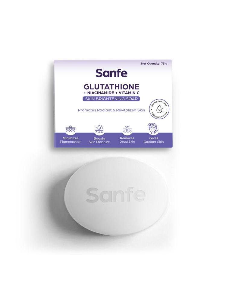 Sanfe Glutathione+Niacinamide+Vitamin C Brightening Soap | For hydration, pigmentation, 75gm