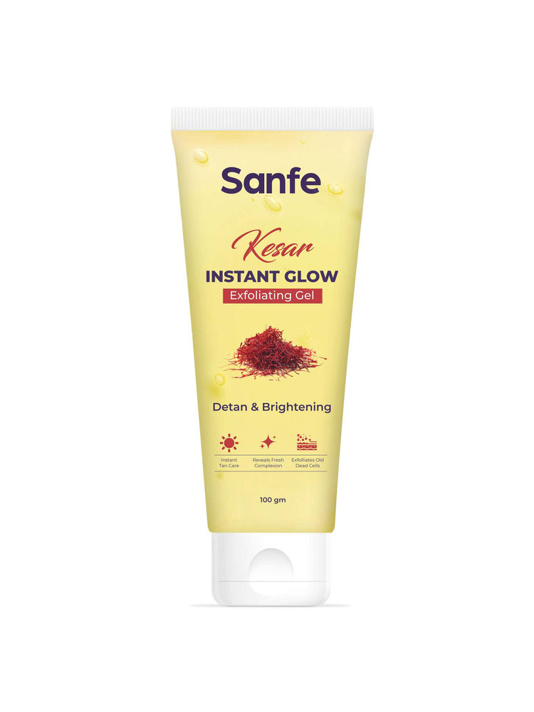 Sanfe Kesar Instant Glow Exfoliating Gel - Visibly removes tan, brighten skin, AHA Exfoliation, 100g-picture-19