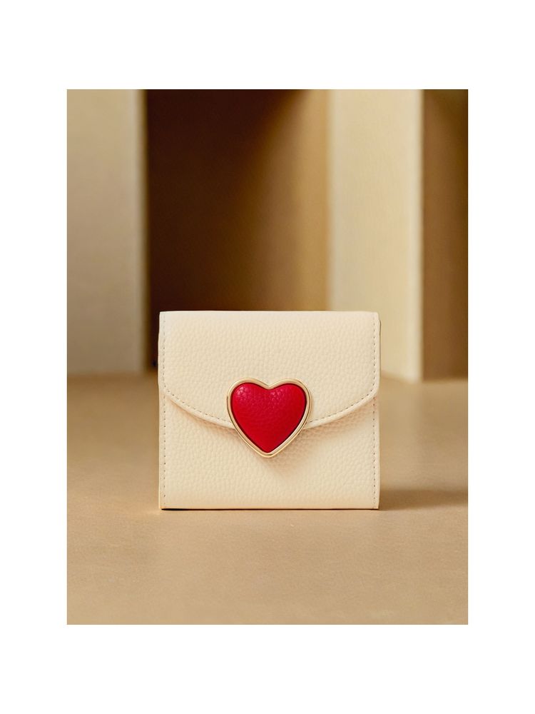 Accessorize London Women's Cream Heart Faux Leather Envelope Wallet