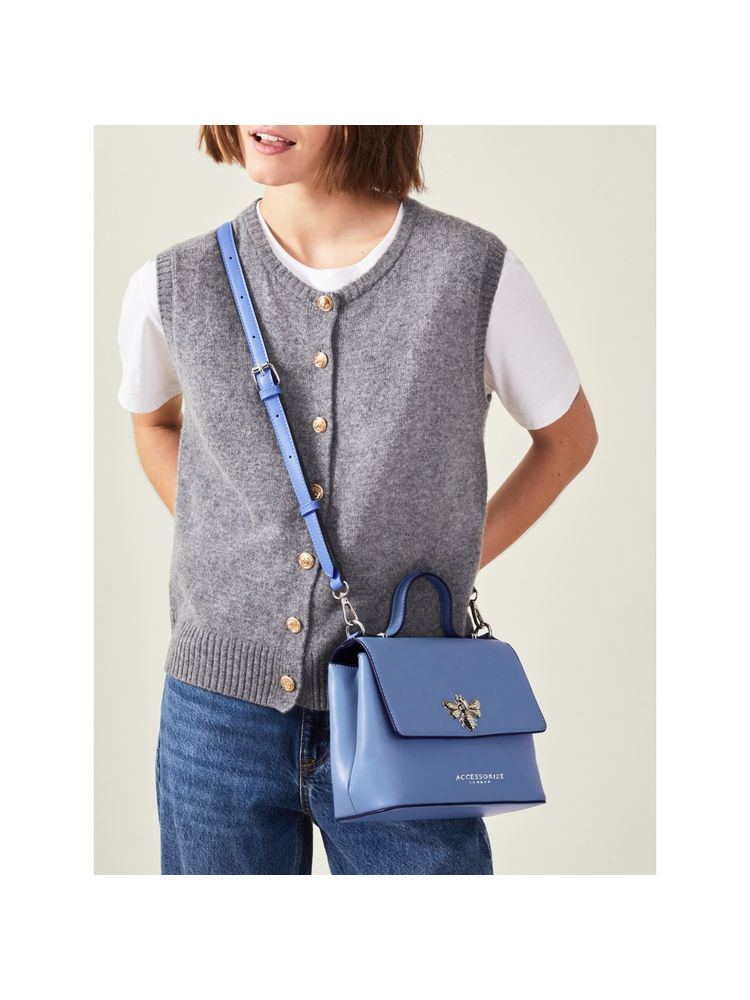 Accessorize London Women's Blue Bee Faux Leather Sling Bag-picture-15
