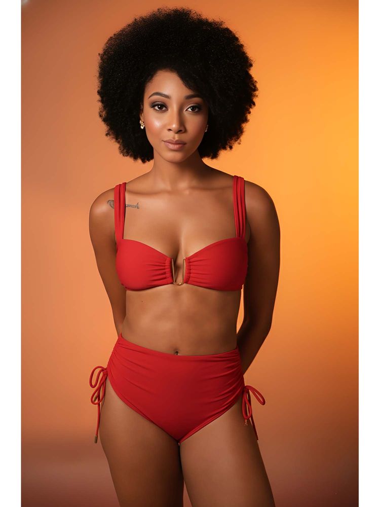 Mysthelle Red Solid Bikini Top and Bottom-picture-20