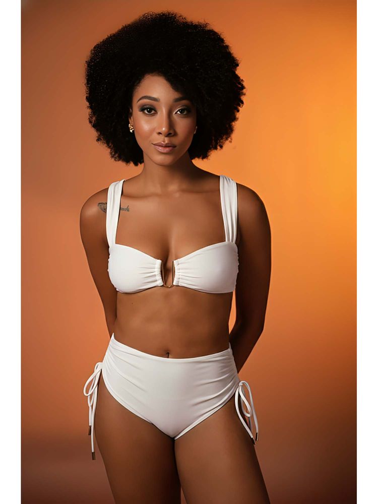 Mysthelle White Solid Bikini Top and Bottom-picture-26
