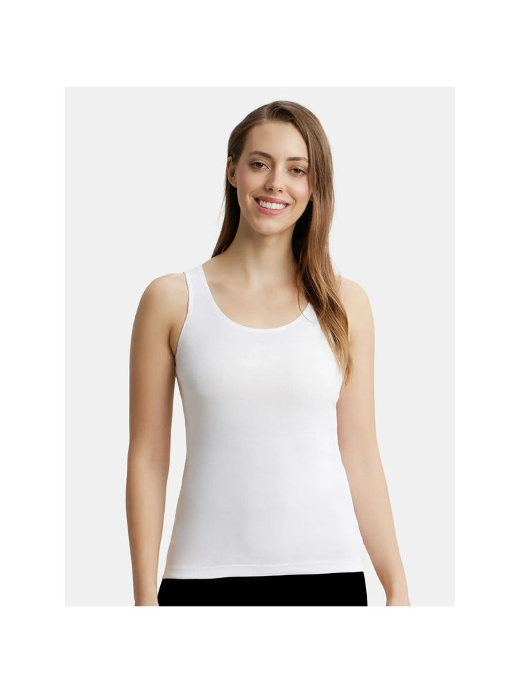 Jockey 1535 Women Super Combed Cotton Rib Fabric Inner Tank Top - White