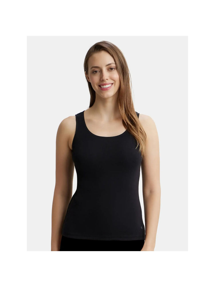 Jockey 1535 Women Super Combed Cotton Rib Fabric Inner Tank Top - Black