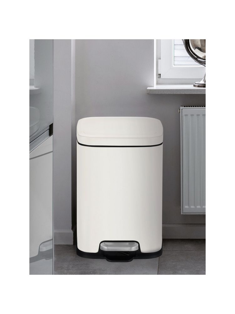 OBSESSIONS Stainless Steel Step Dustbin with Liner, 6 Litres, White-picture-19