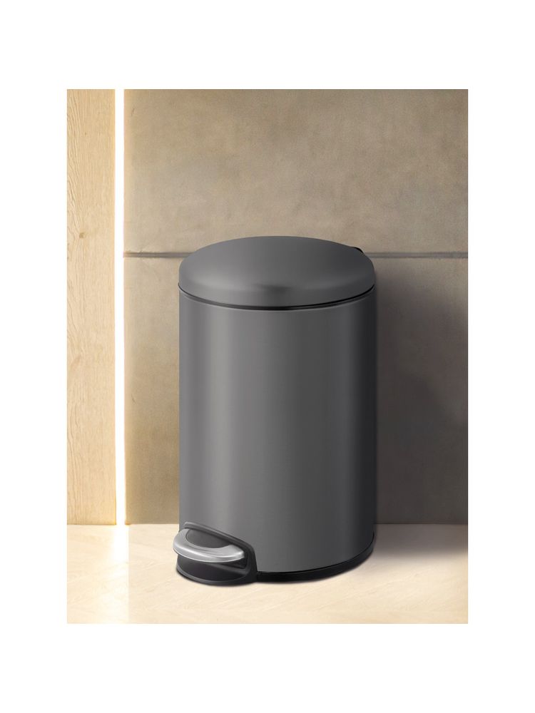 OBSESSIONS Stainless Steel Step Dustbin with Liner, 5 Litres, Titanium Grey-picture-28