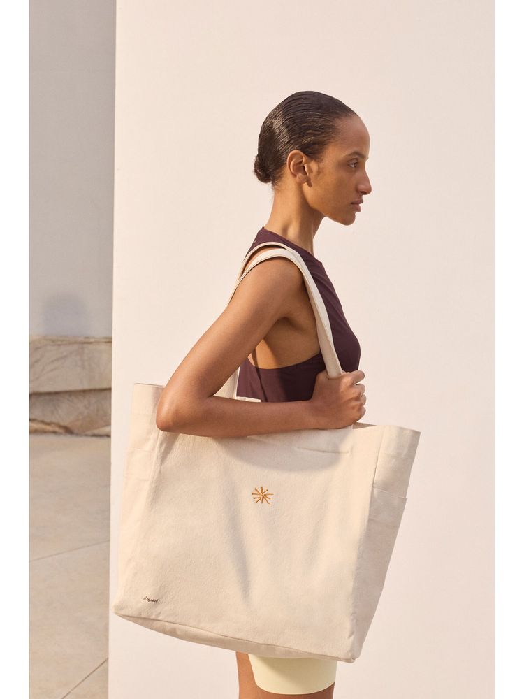 H&M Women Beige Large Printed Canvas Tote Bag-image-42