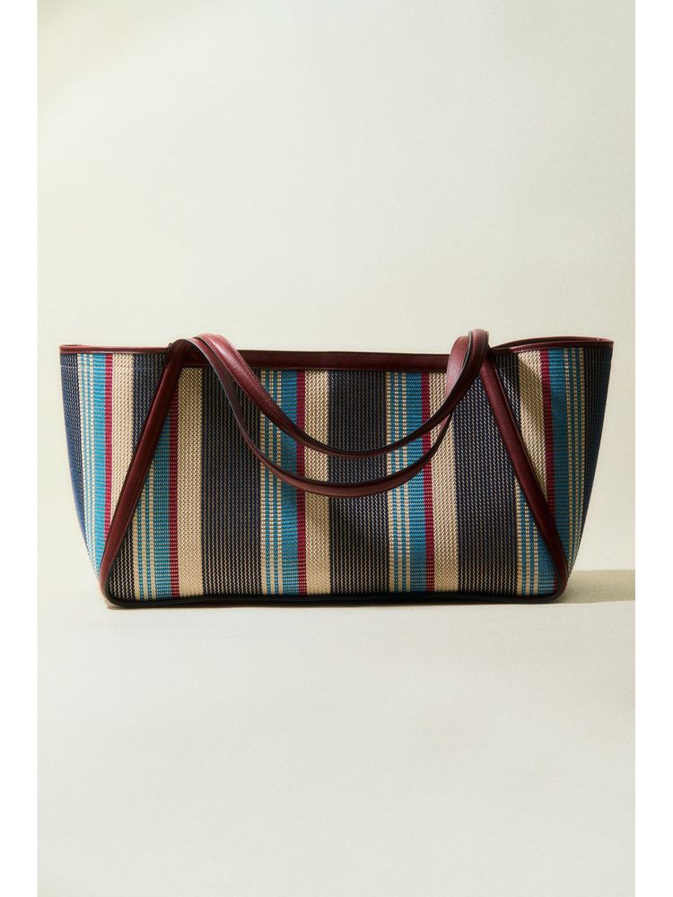 H&M Women Brown Jacquard-Weave Shopper Tote Bag-picture-36