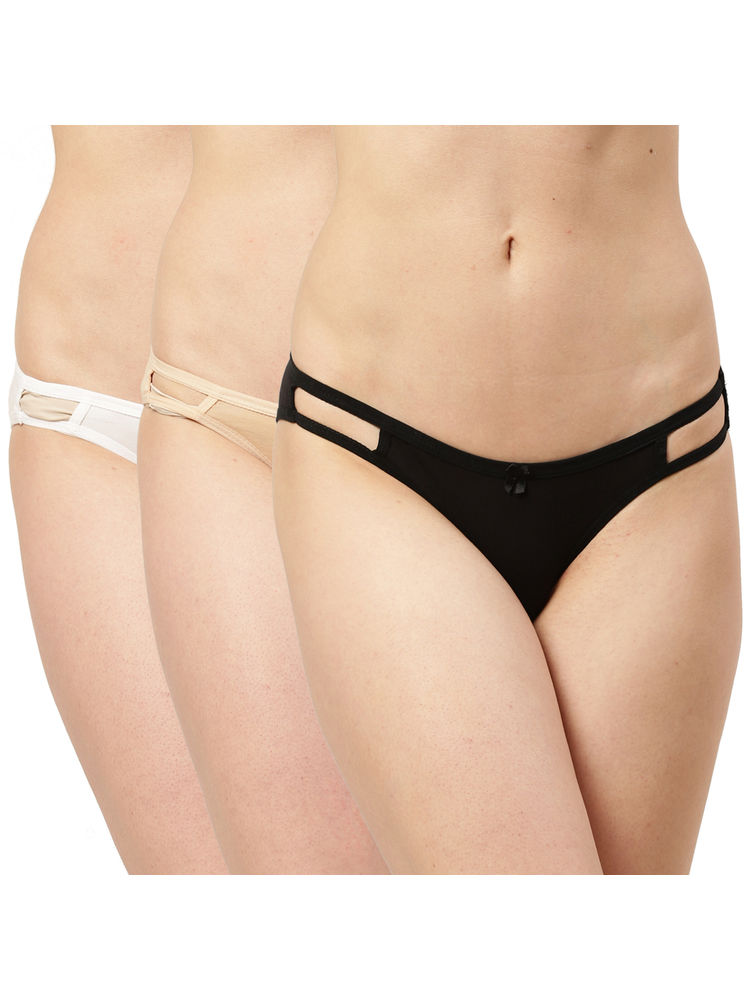 Leading Lady Everyday Cotton Low-rise Solid String Bikini Pack Of 3 - Multi-Color-picture-22