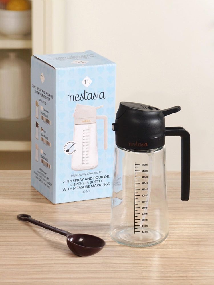 Nestasia 1 Pc Spray And Pour Oil Dispenser Bottle Black 470Ml With Spoon-picture-26