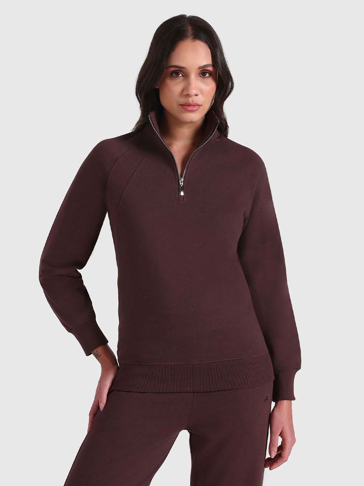 Musclemind Brown Solid Regular Fit Sweatshirt-picture-17