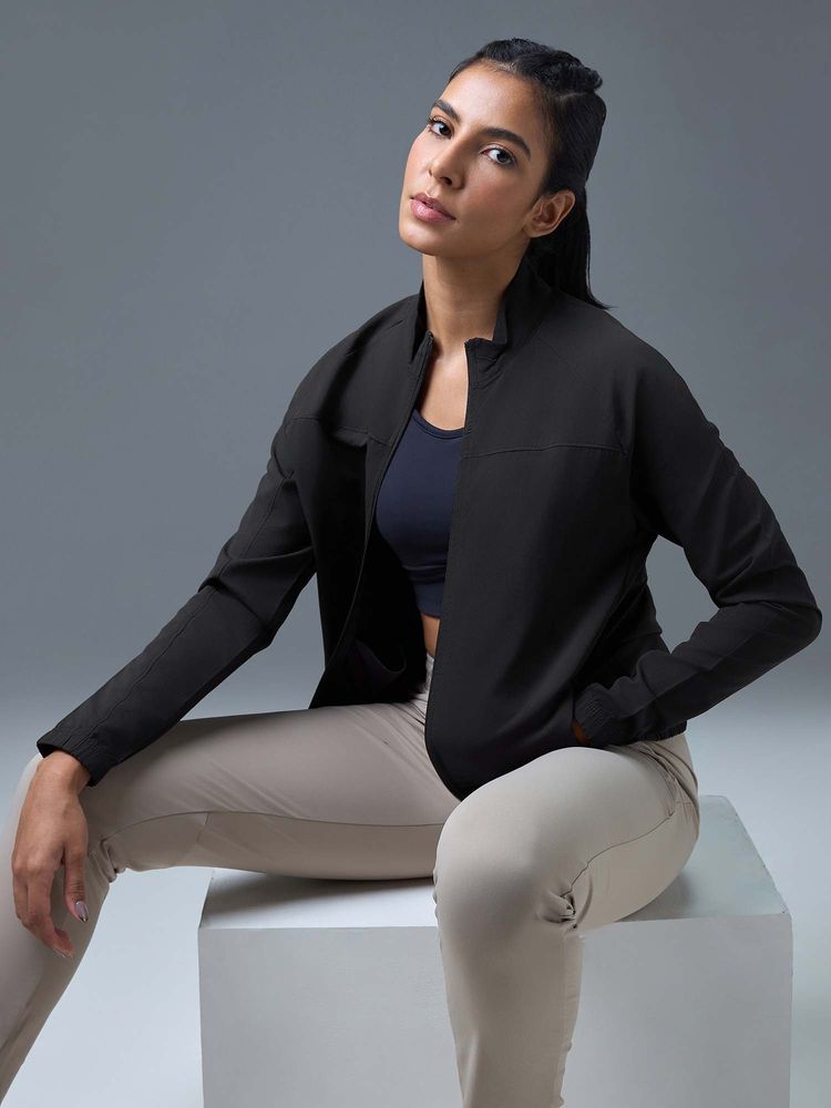 Technosport Black Solid Regular Fit Jacket-image-32