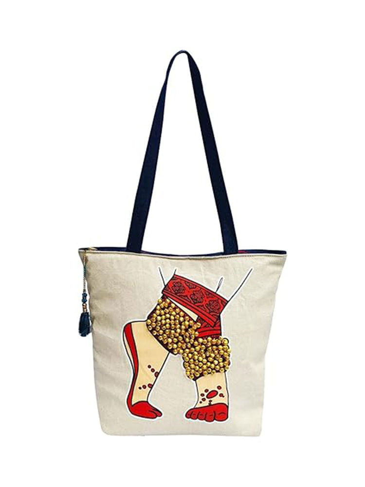 THE PURANI JEANS Hand-Printed With Classical Design-Reusable Tote Bag-image-7