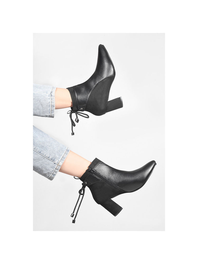 SHUZ TOUCH Black Back Lace Detail Boots-picture-31