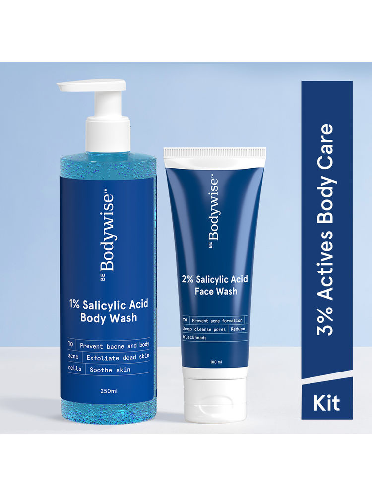 Be Bodywise Face & Body Acne Kit (1% Salicylic Acid Body Wash + Anti Acne Face Wash)