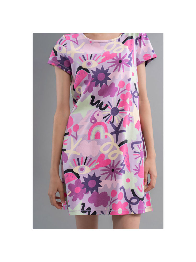 NeceSera Women Purple Cotton Round Neck Nightdress-picture-25