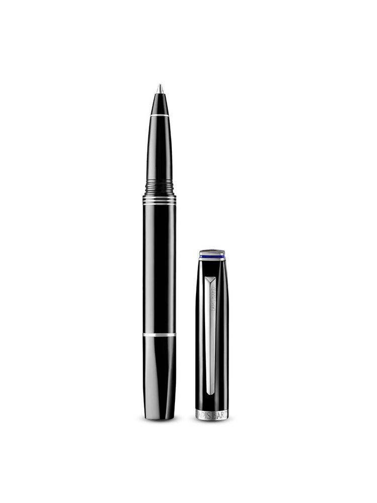 Lapis Bard Contemporary Rollerball Pen - Black With Chrome Trims-image-6