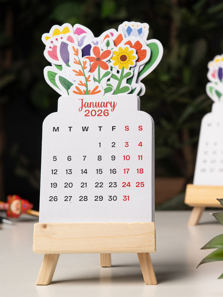 THE ZAPPY BOX Bloomy Flowers Desk Calendar
