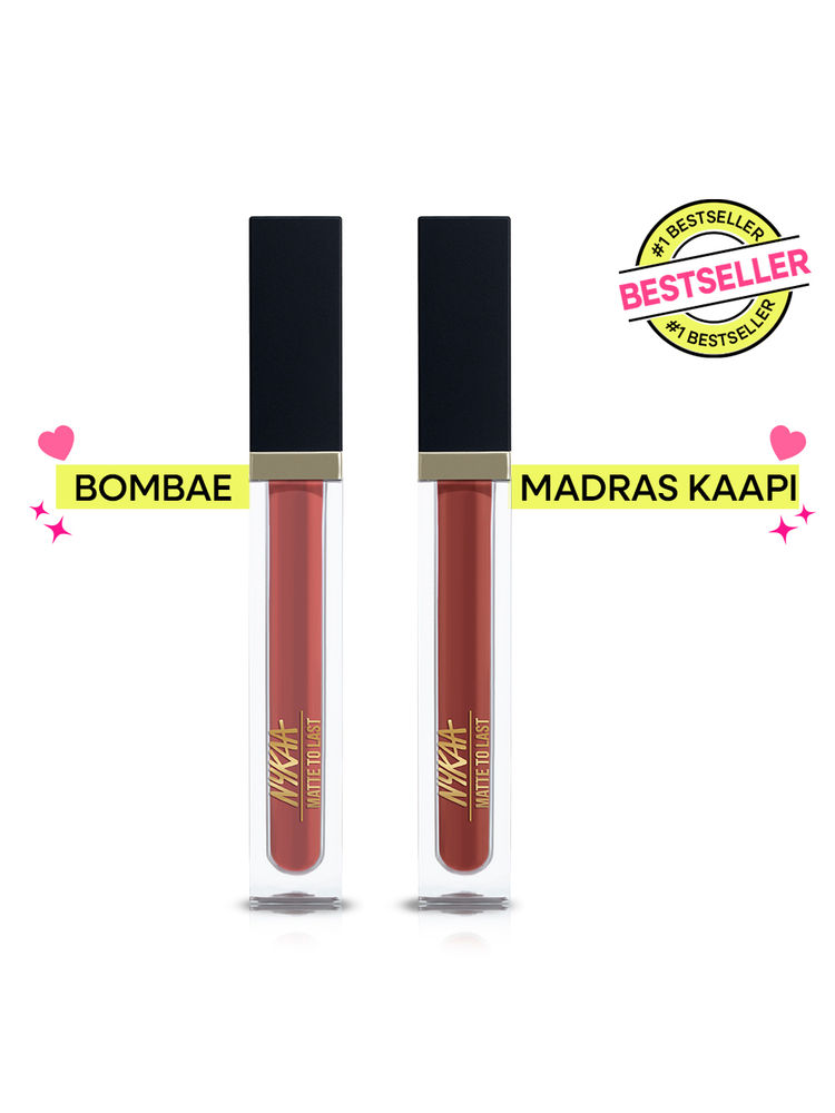 Nykaa Cosmetics Matte to Last Transferproof Long Lasting Liquid Lipstick Duo - Bombae & Madras Kaapi