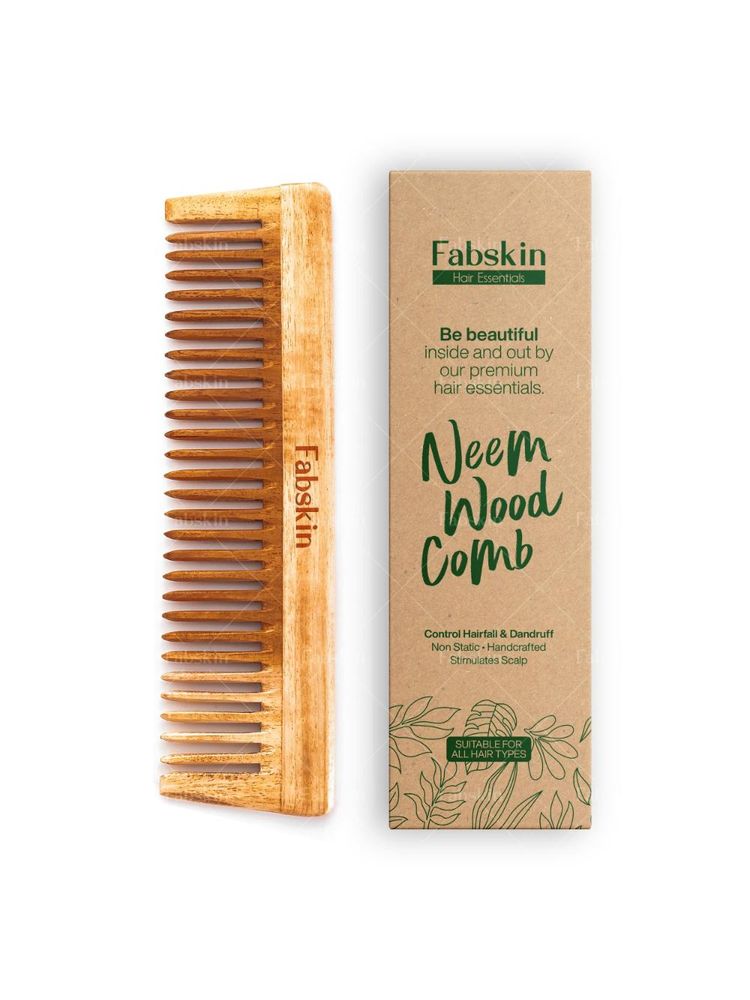 Fabskin Neem Wide Tooth Shampoo Wooden Comb