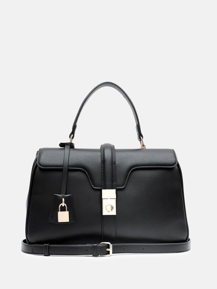 kazo fashion Kazo Black Harvey Satchel Bag with Detachable Strap (M)-picture-23