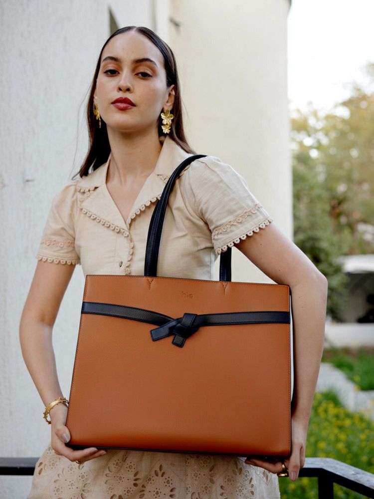 HIE Women Farah Tote Bag - Tan-picture-24