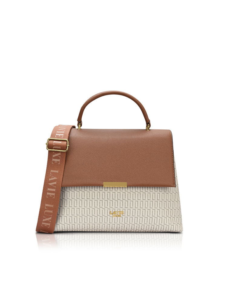 Lavie Luxe Women Off White Mono Marsh25 Satchel with Detachable Strap (M)-picture-27