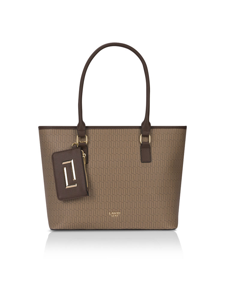 Lavie Luxe Women Brown Mono Sherryl25 Pro Laptop Tote Bag with Pouch (Set of 2) (L)-image-25