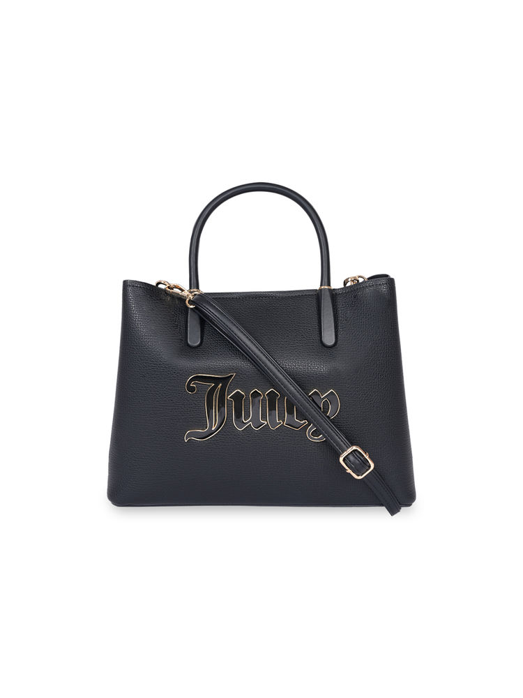 juicy couture accessories Juicy Couture Women Black Pebbled Textured Geanna Satchel with Detachable Strap-picture-13