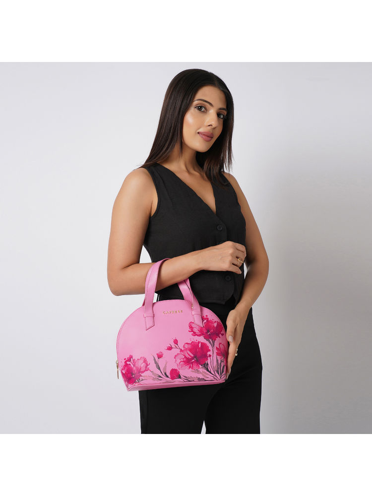 Caprese Women Jessica Pink Satchel with Detachable Strap (S)-picture-42