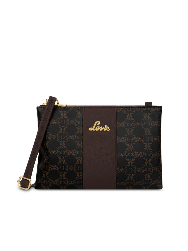 Lavie Women Brown Mono Lynn 2C Top Zip Sling Bag (M)-picture-34