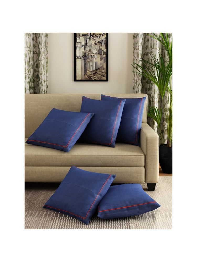 Swayam Navy Square Cushion Covers (Pack of 5) (12x12 Inches)-picture-45