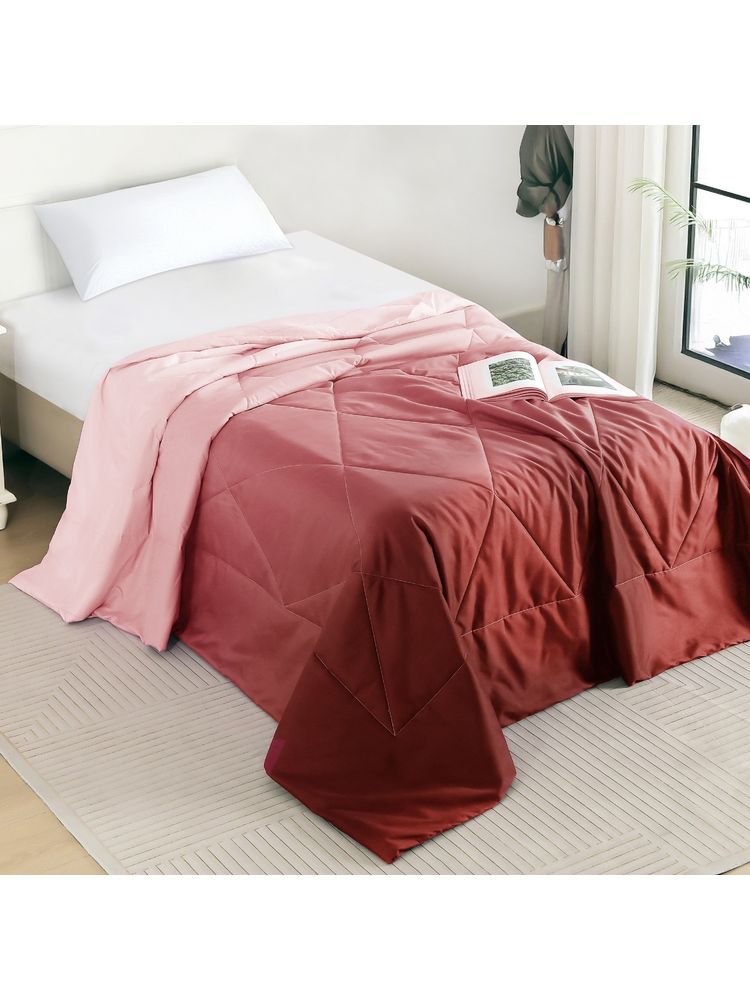 Story@Home 240 Gsm Gradient Single Comforter For Mild Winter Peach-image-1