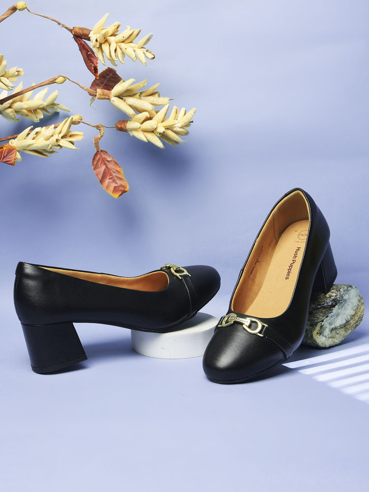 Hush Puppies Women's Block Pumps Heels -Black-picture-11