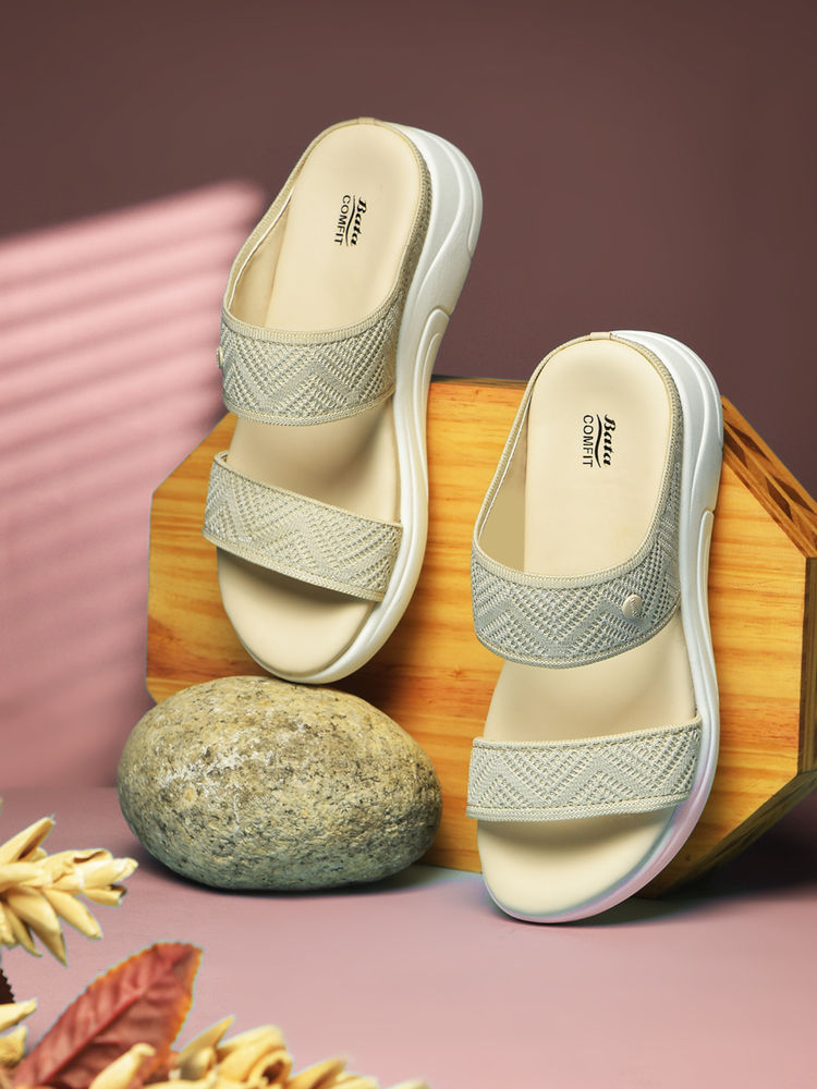 Bata Comfit Women's Platform Sandals-Beige-picture-27