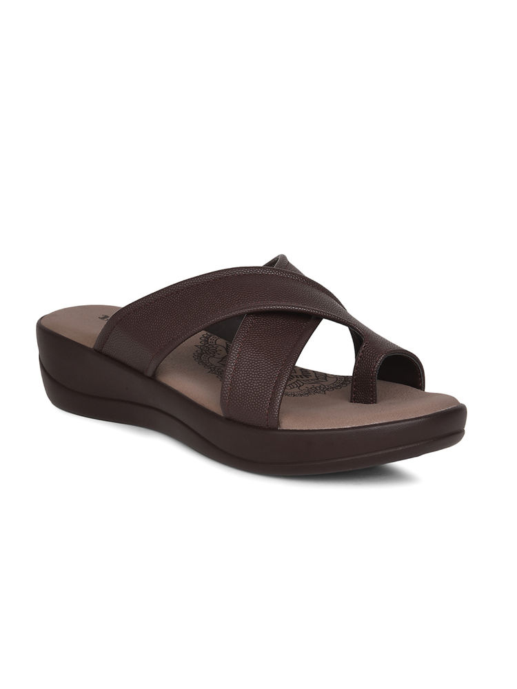 Bata Women's Toe Ring Platform Sandals-Brown-picture-10