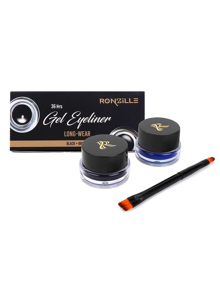 Ronzille 36Hr Waterproof And Smudge Proof Long Wear Gel Eyeliner With Brush - Black And Blue-image-12