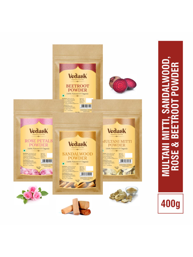 Vedask Organic Beetroot Powder Multani Mitti, Sandal Wood Powder, Rose & Beetroot Powder-image-42