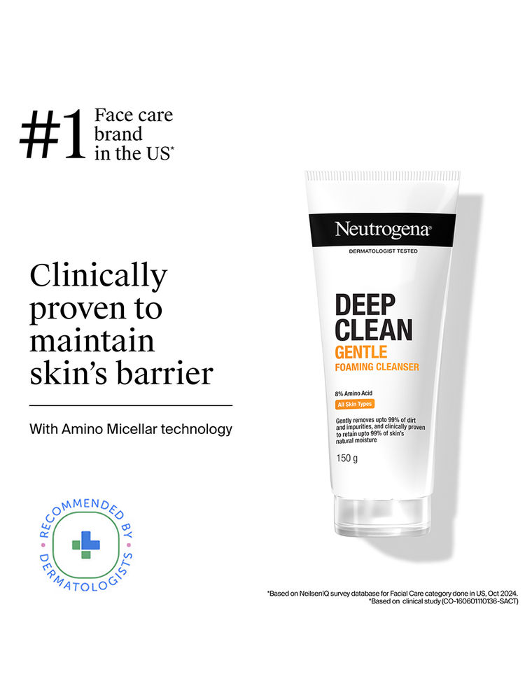 Neutrogena Deep Clean Gentle Foaming Cleanser - Moisturizing Face Wash for Normal to Sensitive Skin