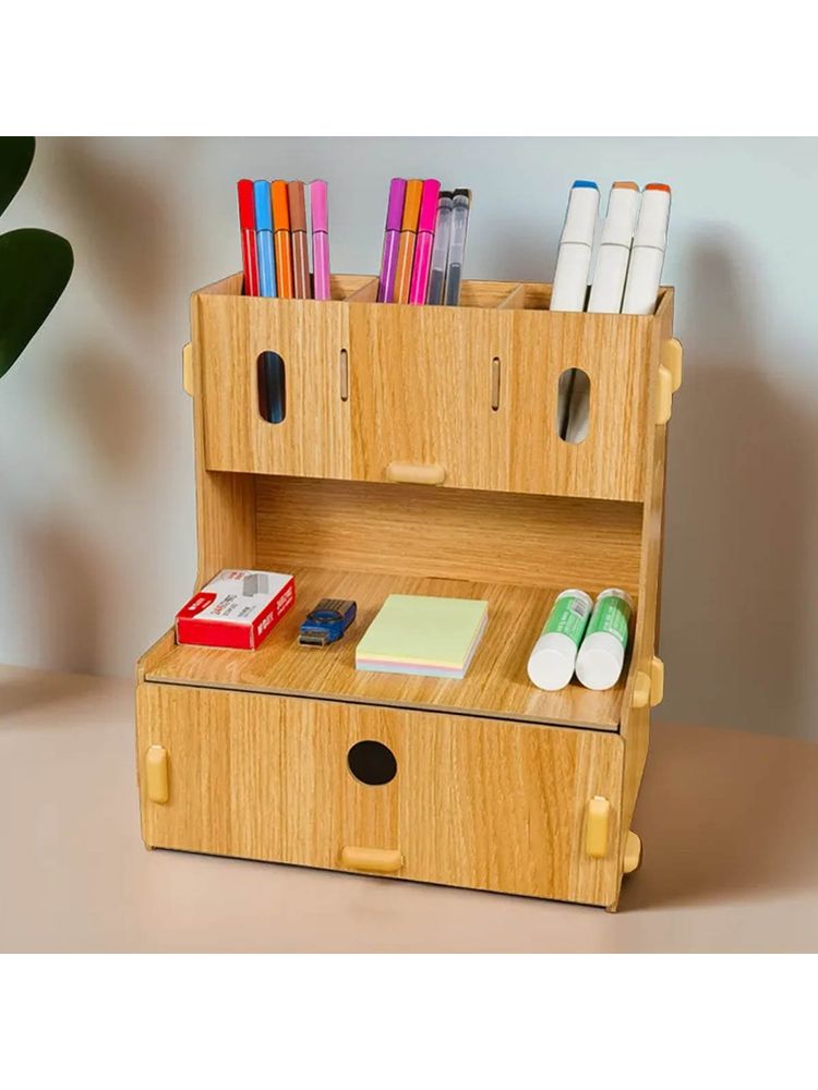 UMAI 3 Compartments With One Bottom Drawer Pen Stand Organiser