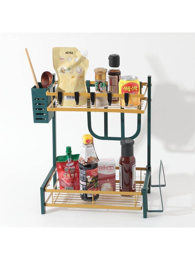 UMAI Trapezoidal Two-Layer Seasoning Rack (Green Gold)-image-12