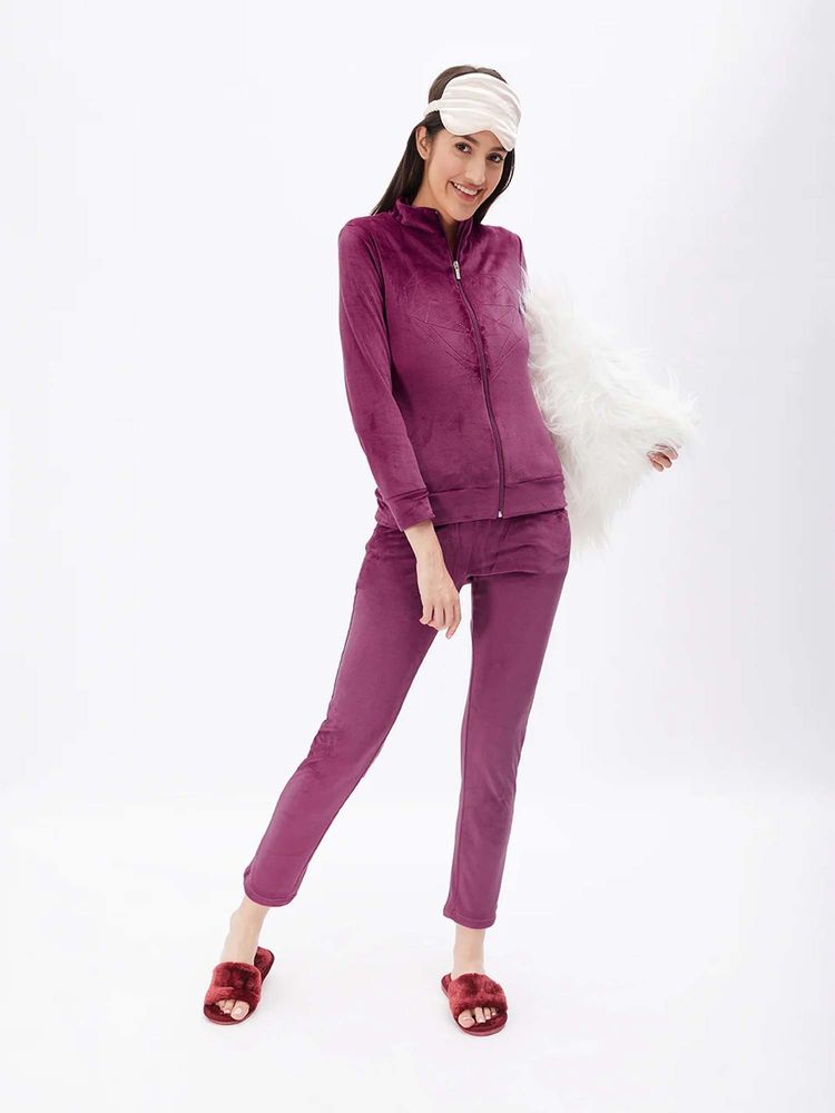 Sweet Dreams Women Solid Wine Jacket With Trouser-picture-18