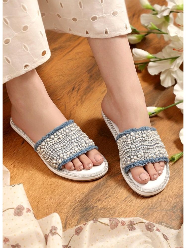 Alberto Torresi Women Blue Synthetic Upper Sandals-image-2