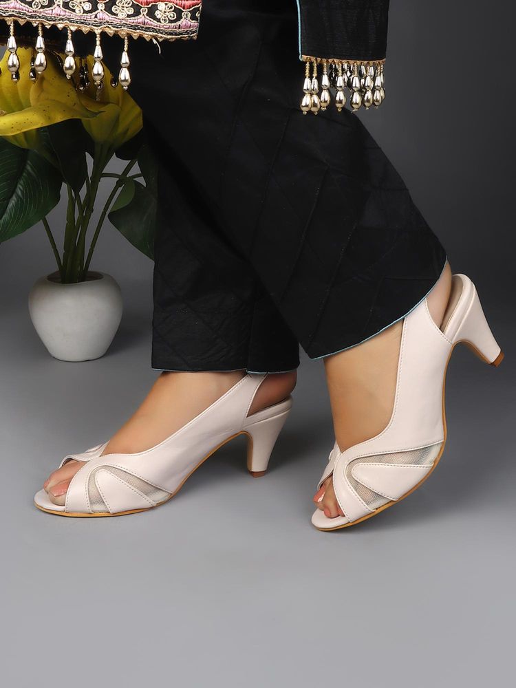 Carlton London Women Comfortable Beige Sandal Heels-image-11
