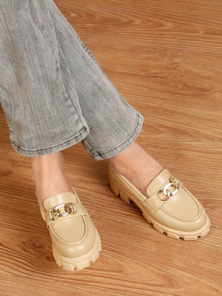 Flat n Heels Women Beige Loafers-picture-24