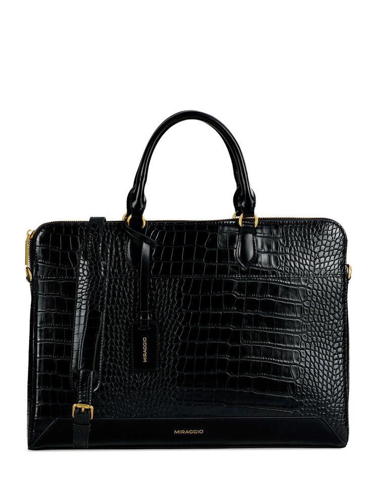 MIRAGGIO Rubin 16 Inch Laptop Top Handle Laptop Bag With Detachable Strap - Black-image-45