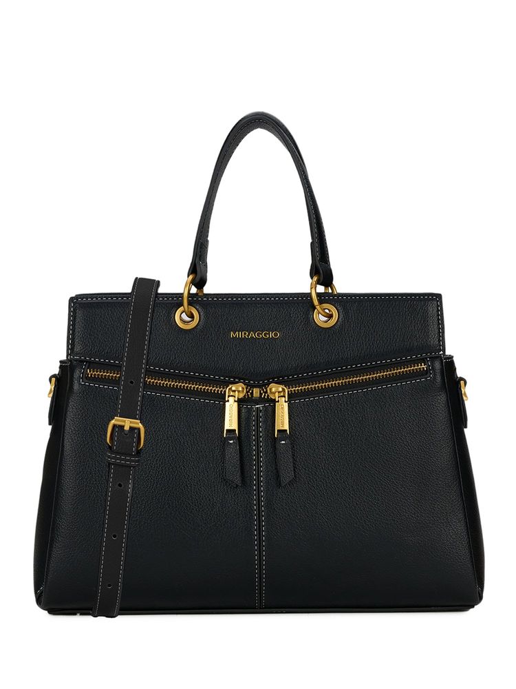 MIRAGGIO Eugene Top Handle Satchel Bag With Detachable Strap - Black-picture-22